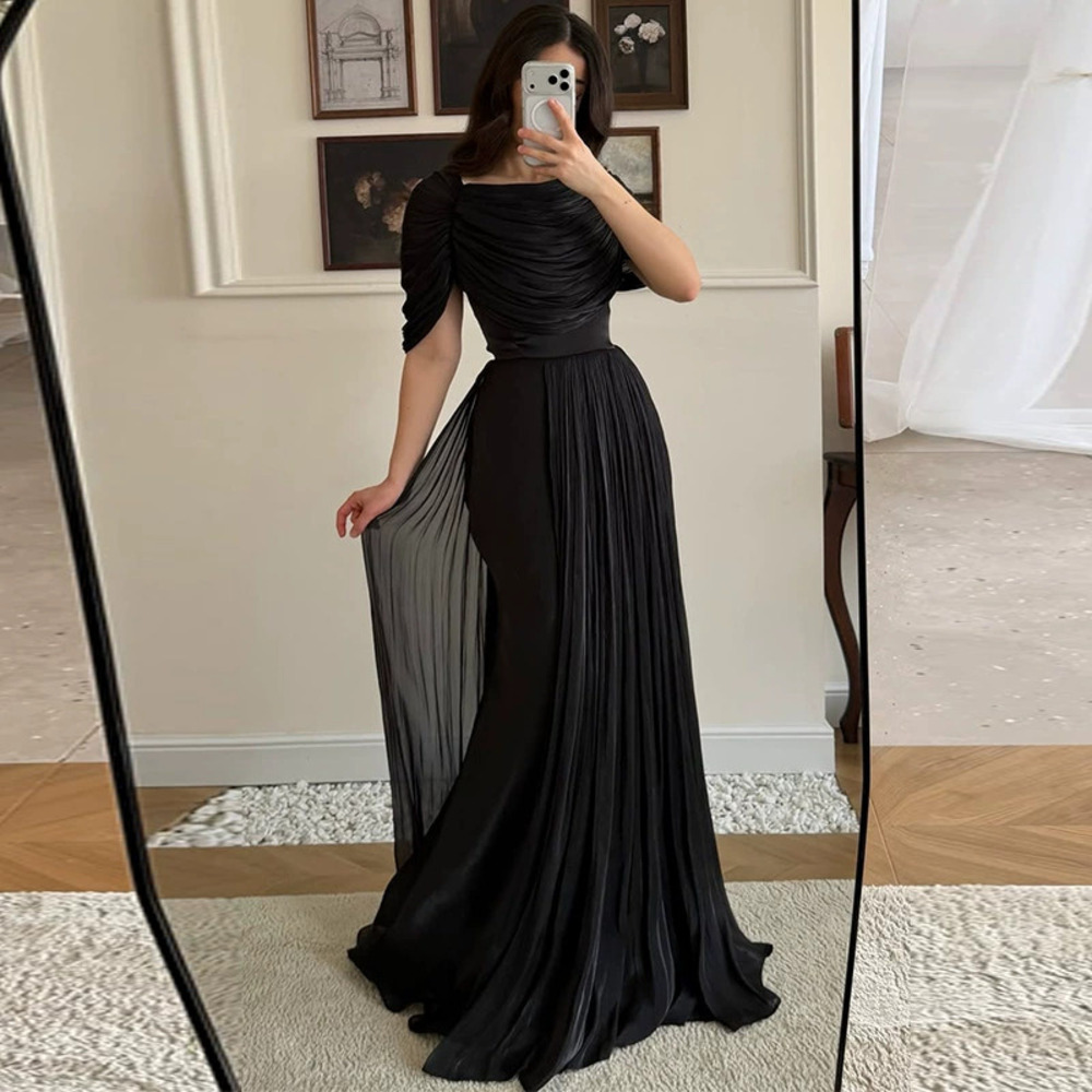 Forever 21 Summer Chic Black Pleated Waist Tie Chiffon Dress